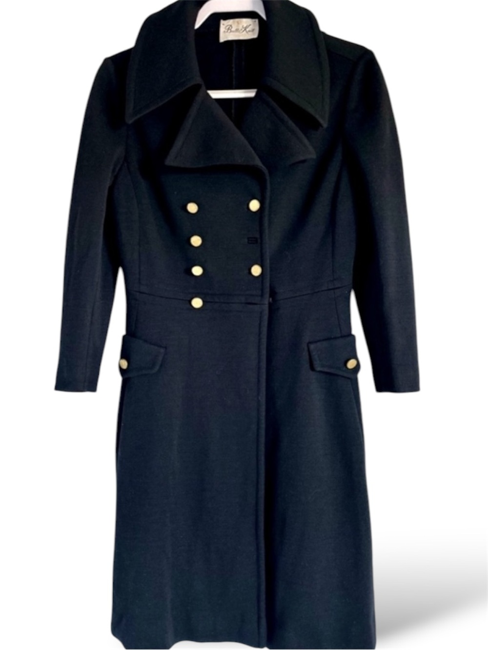 Vintage 1960s Butte Knit Double Breasted Wool Blend Military Peacoat - Picture 2 of 6